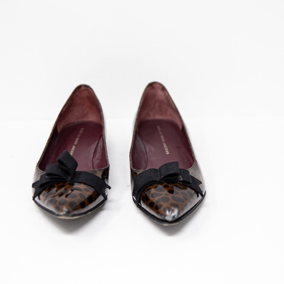 Marc By Marc Jacobs Patent Leather Spotted Animal Print Pointed Toe Ballet Flats - Picture 2 of 4